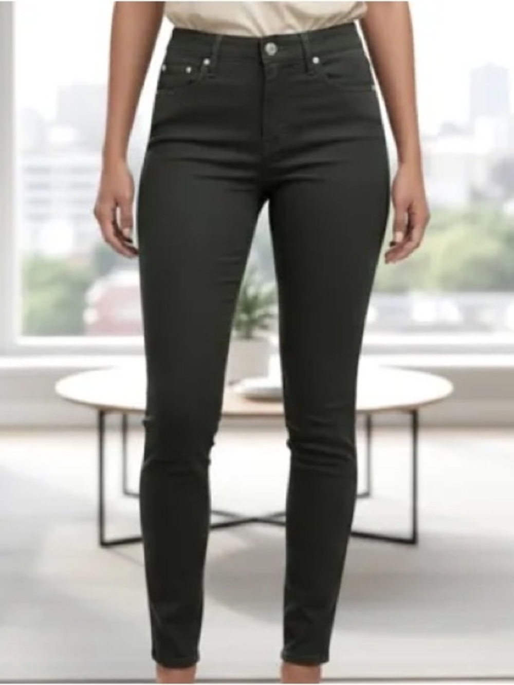 Buffalo David Bitton size 10 x 29 super stretchy Hope dark green ankle pants EUC
